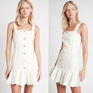 Aje Indra Denim Flip Cotton Mini Dress in White Size AU 4 /US XXS/0